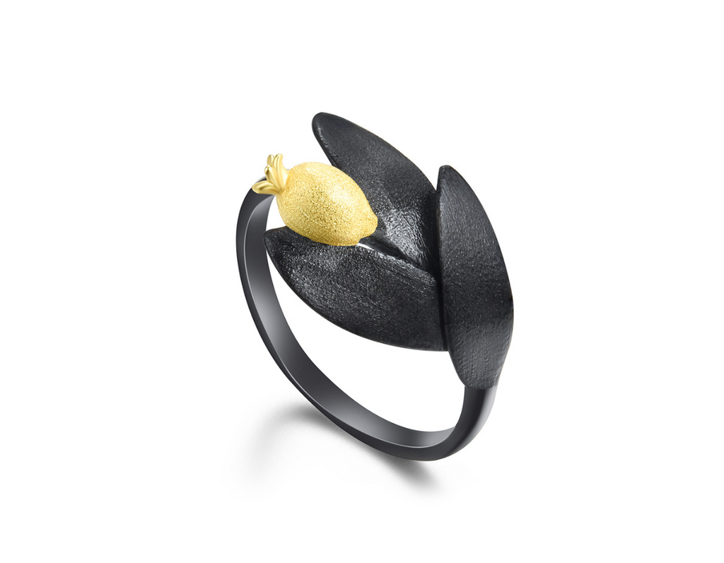 Crimson Leaf Embrace Ring