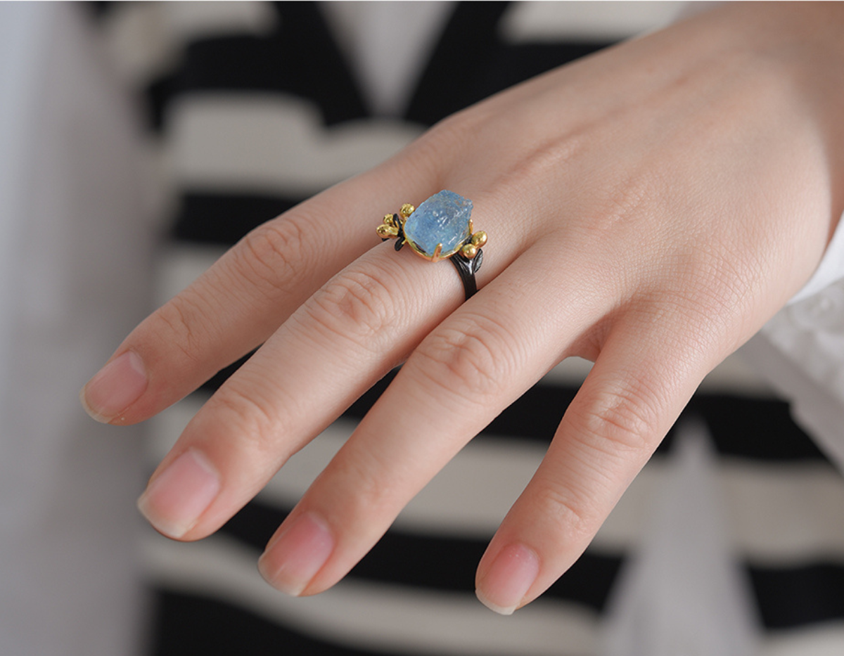 “Azure Bloom Ring”