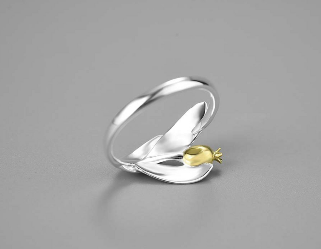 Crimson Leaf Embrace Ring
