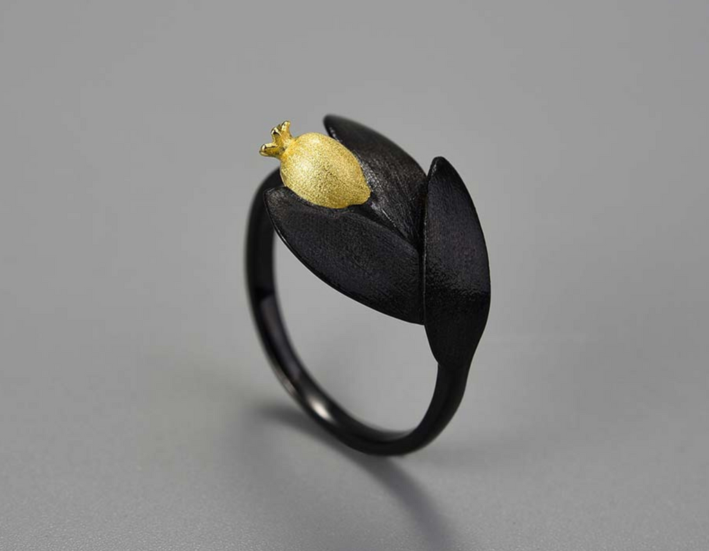 Crimson Leaf Embrace Ring