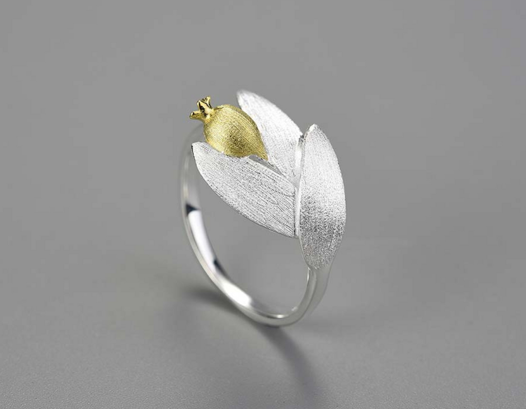 Crimson Leaf Embrace Ring