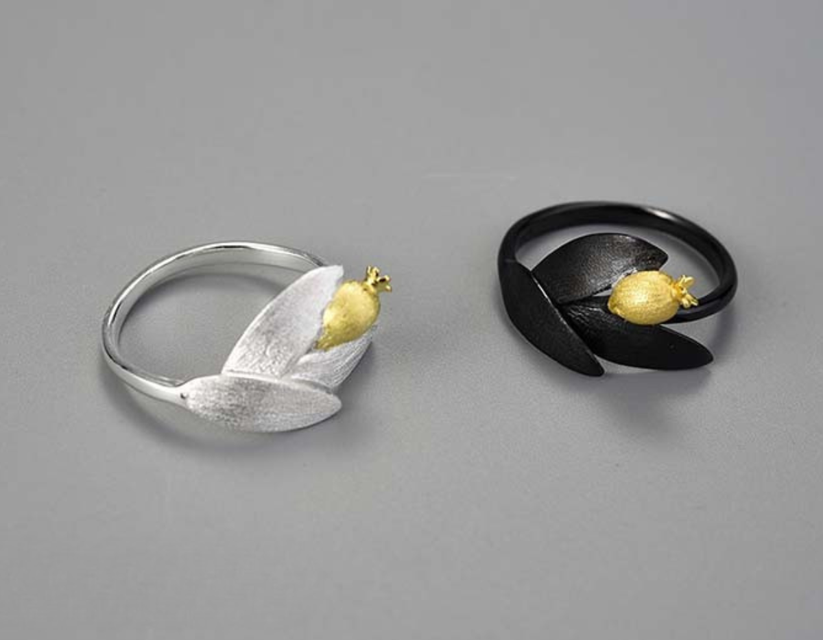 Crimson Leaf Embrace Ring