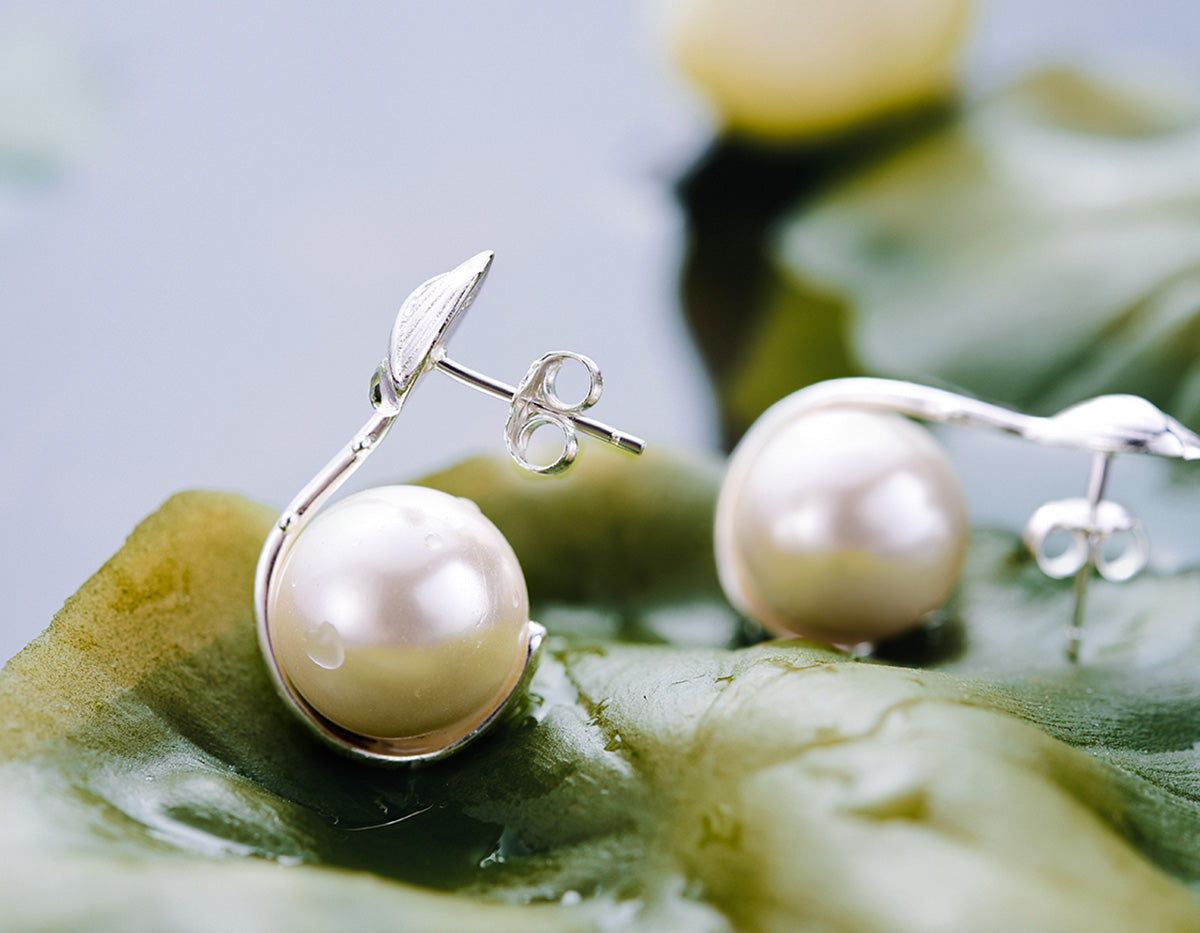Lotus Pearl Embrace Earrings