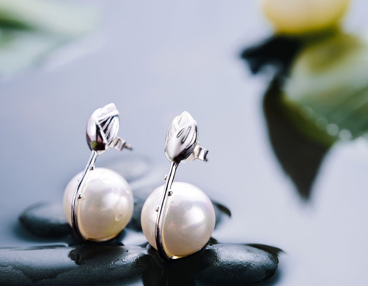 Lotus Pearl Embrace Earrings