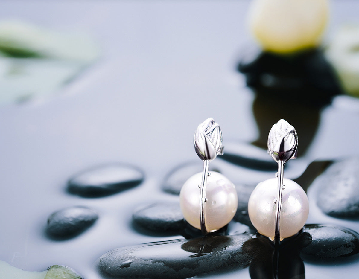 Lotus Pearl Embrace Earrings