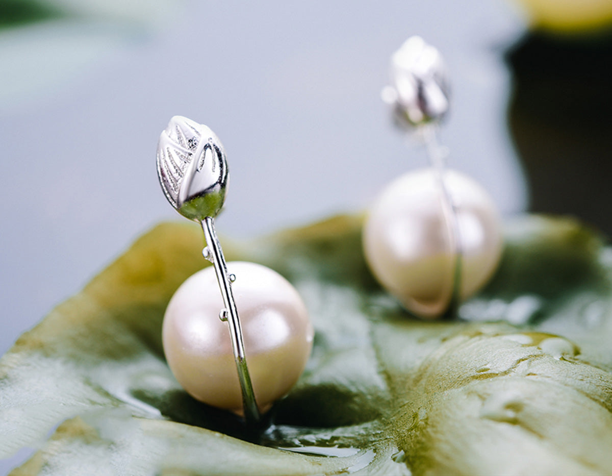 Lotus Pearl Embrace Earrings