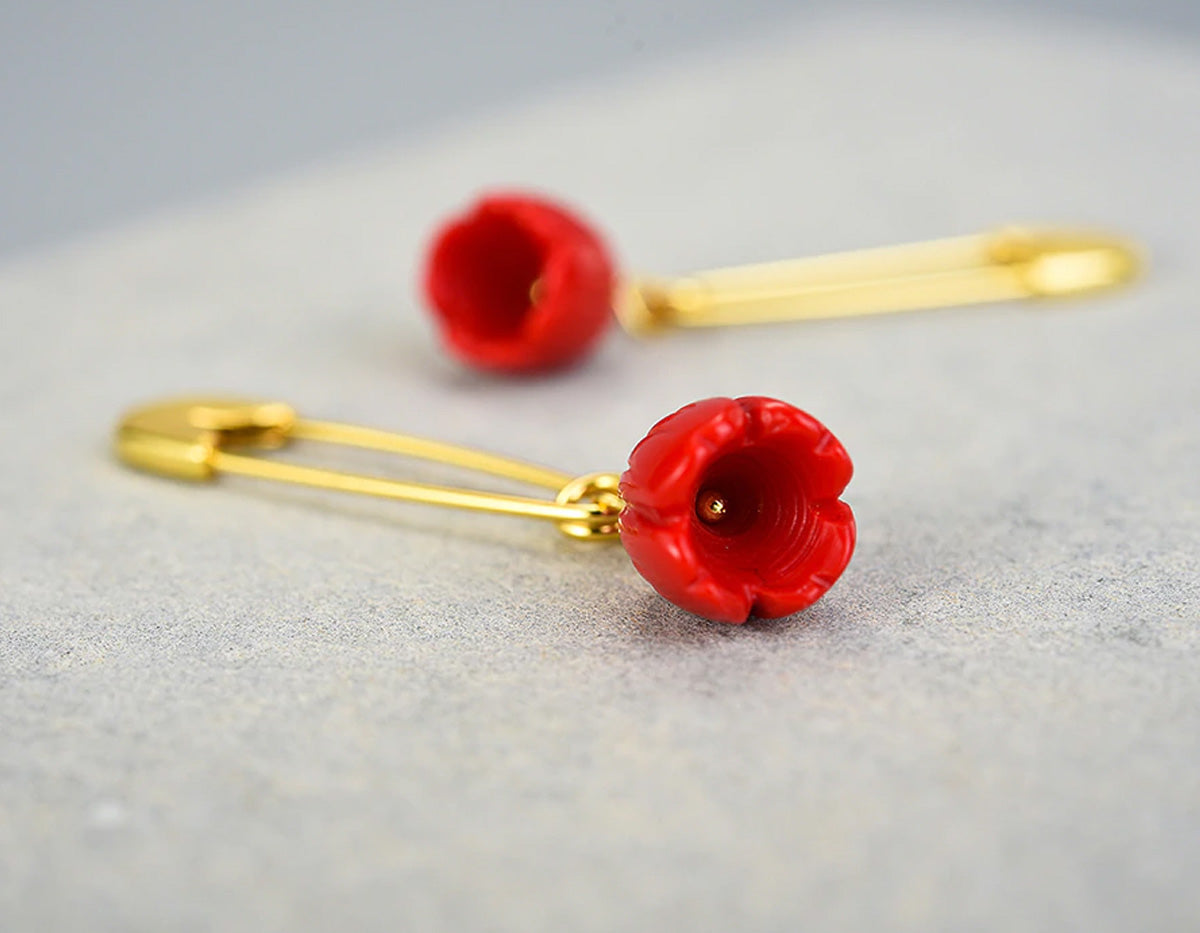 Crimson Petal Embrace Earrings