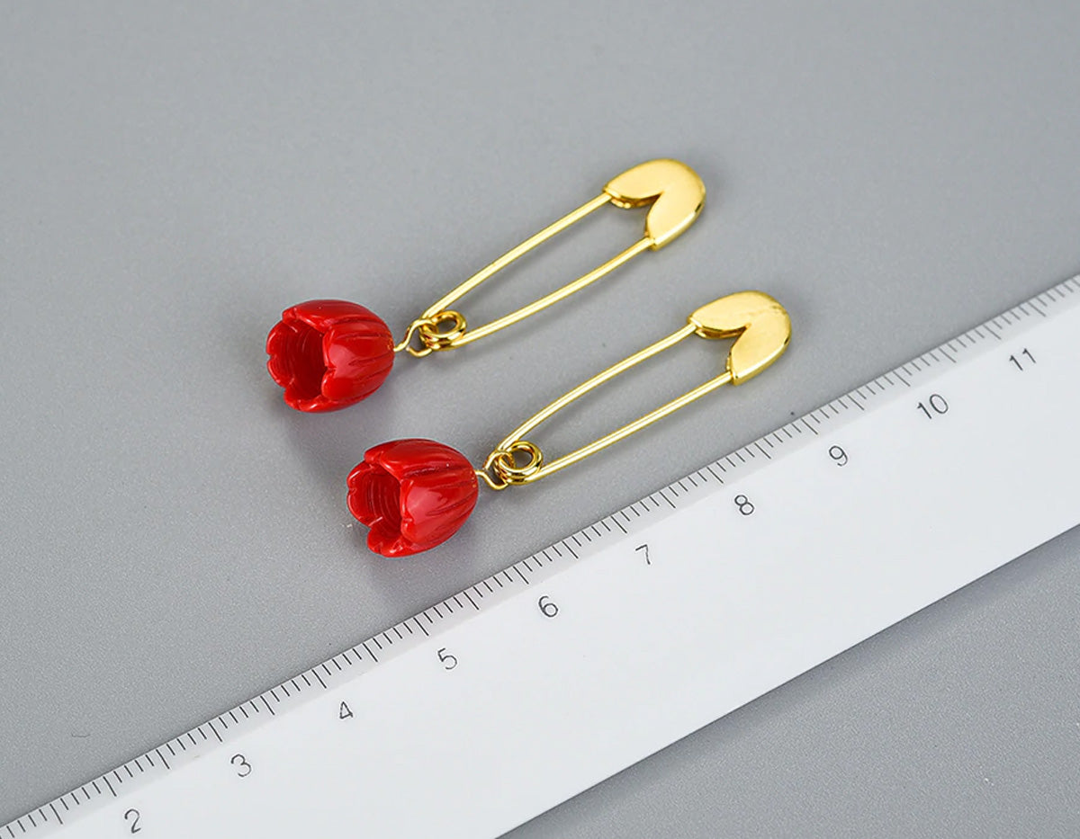 Crimson Petal Embrace Earrings