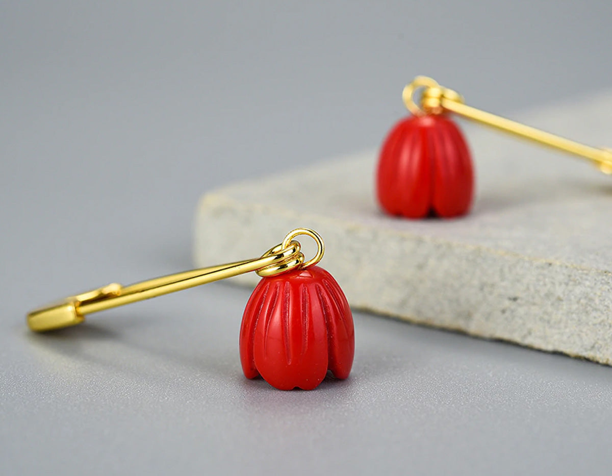 Crimson Petal Embrace Earrings